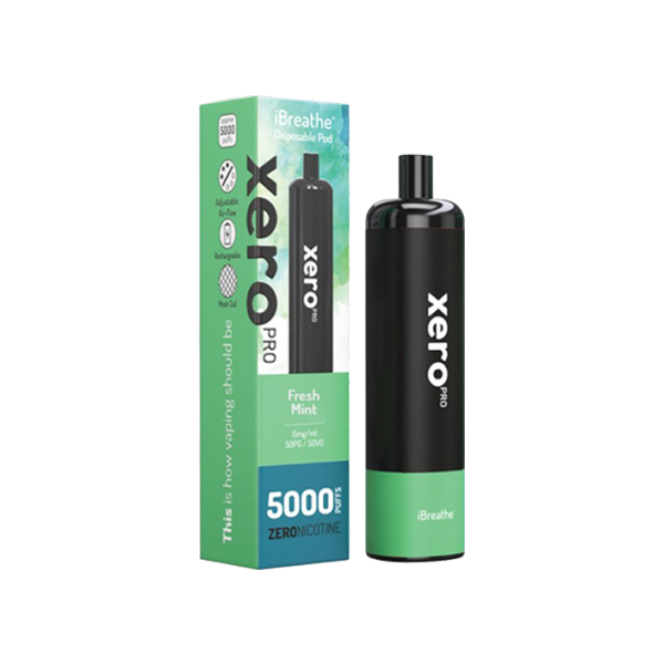 0mg iBreathe Xero Pro Disposable Vape Pod 5000 Puffs - ZERO VAPE STORE